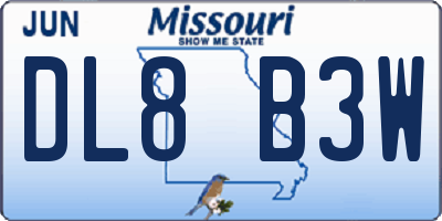 MO license plate DL8B3W