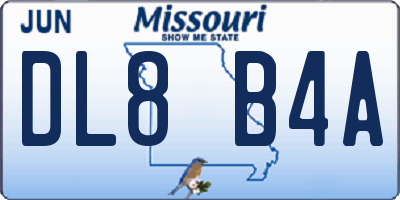 MO license plate DL8B4A