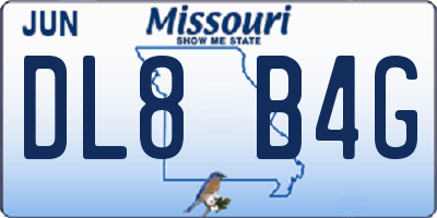 MO license plate DL8B4G