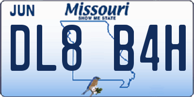 MO license plate DL8B4H