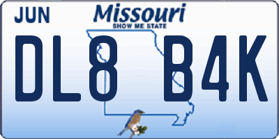 MO license plate DL8B4K