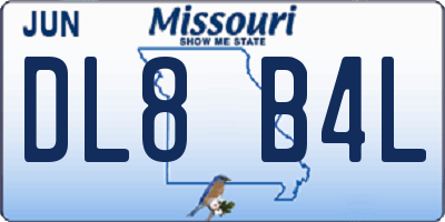 MO license plate DL8B4L