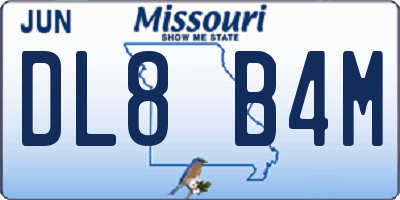 MO license plate DL8B4M