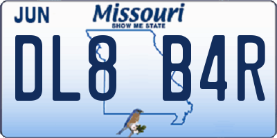 MO license plate DL8B4R
