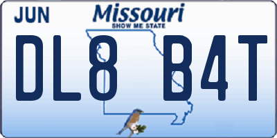 MO license plate DL8B4T
