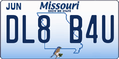 MO license plate DL8B4U