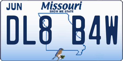 MO license plate DL8B4W