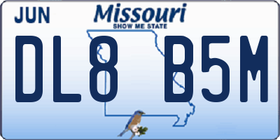 MO license plate DL8B5M