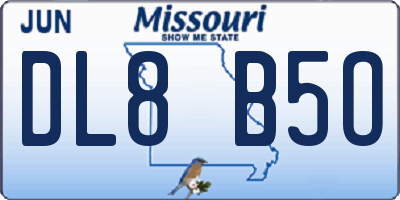 MO license plate DL8B5O