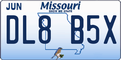 MO license plate DL8B5X