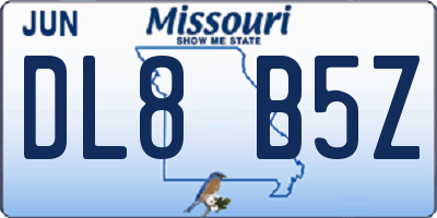 MO license plate DL8B5Z