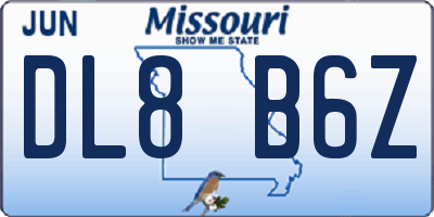 MO license plate DL8B6Z