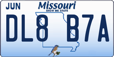 MO license plate DL8B7A