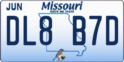 MO license plate DL8B7D