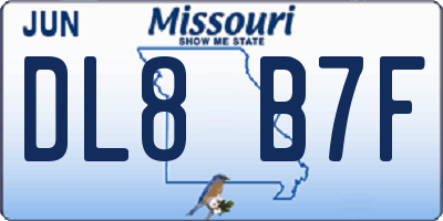 MO license plate DL8B7F
