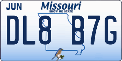 MO license plate DL8B7G