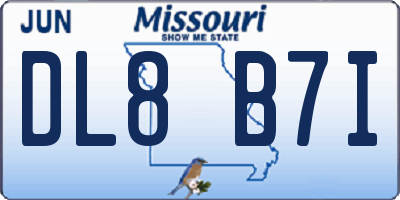 MO license plate DL8B7I
