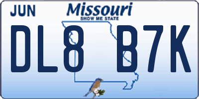 MO license plate DL8B7K