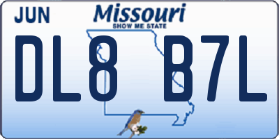 MO license plate DL8B7L