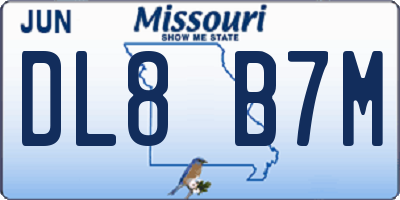 MO license plate DL8B7M