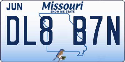 MO license plate DL8B7N
