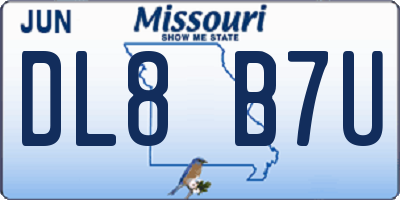 MO license plate DL8B7U