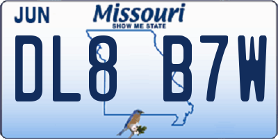 MO license plate DL8B7W