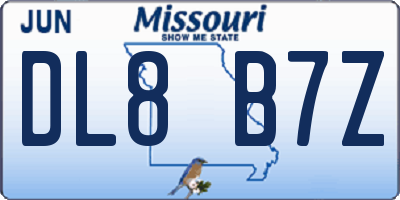 MO license plate DL8B7Z