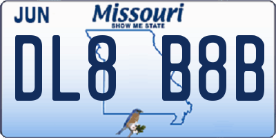 MO license plate DL8B8B