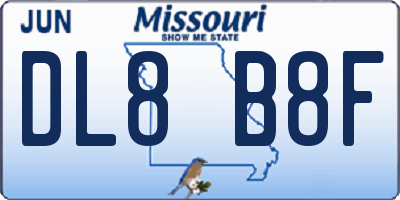 MO license plate DL8B8F