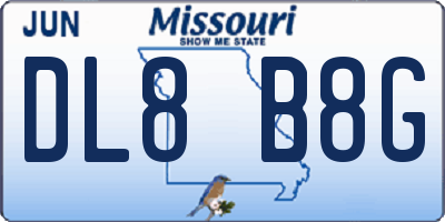 MO license plate DL8B8G