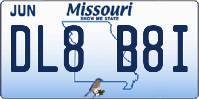 MO license plate DL8B8I