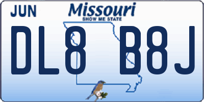 MO license plate DL8B8J