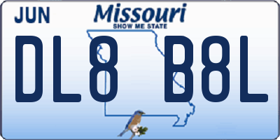 MO license plate DL8B8L