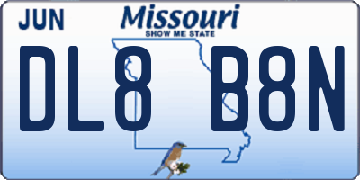 MO license plate DL8B8N