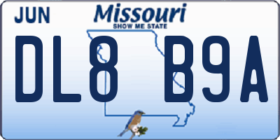 MO license plate DL8B9A