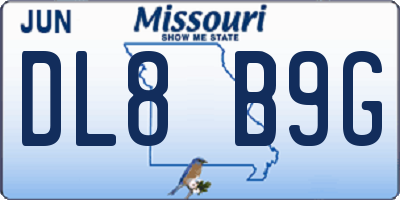 MO license plate DL8B9G