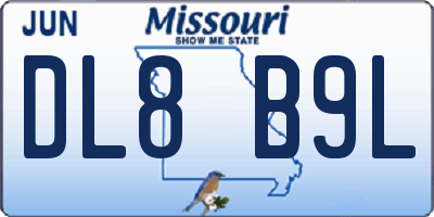 MO license plate DL8B9L