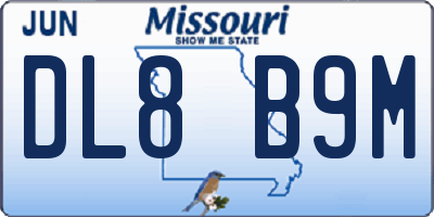 MO license plate DL8B9M