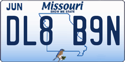 MO license plate DL8B9N