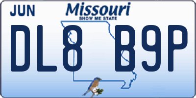 MO license plate DL8B9P