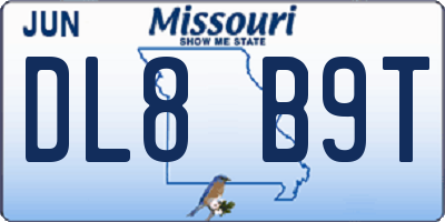 MO license plate DL8B9T