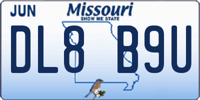 MO license plate DL8B9U