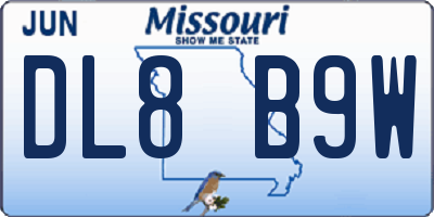 MO license plate DL8B9W