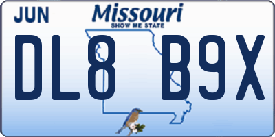MO license plate DL8B9X