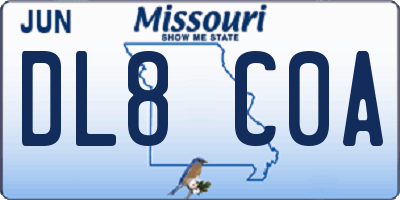 MO license plate DL8C0A