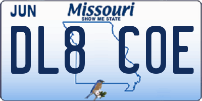 MO license plate DL8C0E