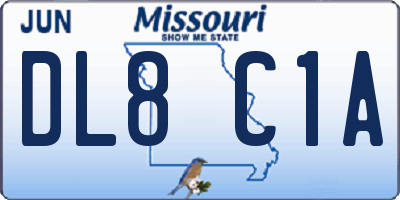 MO license plate DL8C1A