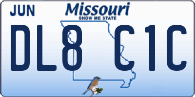 MO license plate DL8C1C