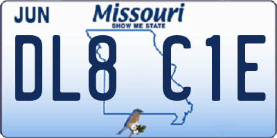 MO license plate DL8C1E